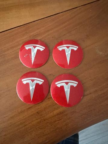 Tesla Wielnaafdoppen Stickers Rood - 4 stuks beschikbaar voor biedingen