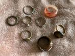 Vintage retro lotje ringen strass kristal parelmoer hout 8st, Sieraden, Tassen en Uiterlijk, Ringen, Overige materialen, 17 tot 18