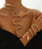 Gouden Slangenketting & Armband Set, Sieraden, Tassen en Uiterlijk, Nieuw, Ophalen of Verzenden, Goud, Overige materialen