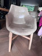 Eetkamerstoel Neba 6x vintage zand leer, Ophalen, Gebruikt, Overige kleuren, Leer