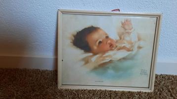 Leuk schilderijtje Baby Awekening van Bessie Peage Gutmann