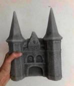 Grote grijze kaars van een kasteel met twee lonten, Ophalen of Verzenden, Zo goed als nieuw