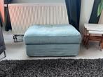 Blauw stoffen voetenbank / poef, Huis en Inrichting, Banken | Voetenbanken en Poefen, Ophalen, Vierkant, Zo goed als nieuw, Stof