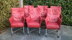 Montis Chaplin 6 leren stoelen met wieltjes., Huis en Inrichting, Stoelen, Leer, Ophalen of Verzenden, Vijf, Zes of meer stoelen