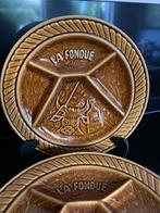 Sarreguemines France | 5 fondue borden | bruin | VINTAGE, Huis en Inrichting, Keramiek, Nieuw, Ophalen of Verzenden, Bord(en)