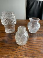 Lotje 3x Antiek-vintage kristal glas, Verzenden