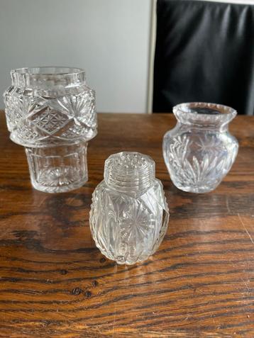 Lotje 3x Antiek-vintage kristal glas  beschikbaar voor biedingen