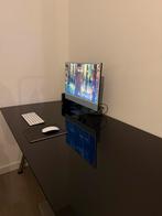 IKEA Galant bureau met glazen blad (zwart), Ophalen, In hoogte verstelbaar, Gebruikt