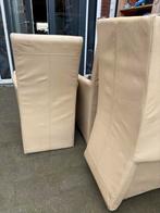 Eetkamerstoelen, 6 stuks, leer, gebruikt, Huis en Inrichting, Stoelen, Gebruikt, Overige kleuren, Leer, Ophalen of Verzenden