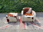 Art -Deco koelenhuid fauteuil + hocker !!!, Gebruikt, 75 tot 100 cm, Ophalen, Art - Deco