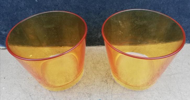 IKEA Bloempot. 2 st. Amber glas. 10/12 cm., Tuin en Terras, Bloempotten, Zo goed als nieuw, Overige materialen, Binnen, Minder dan 40 cm