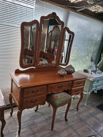 Barok eiken kaptafel 3 luik spiegel queen anne stijl 275,00 beschikbaar voor biedingen