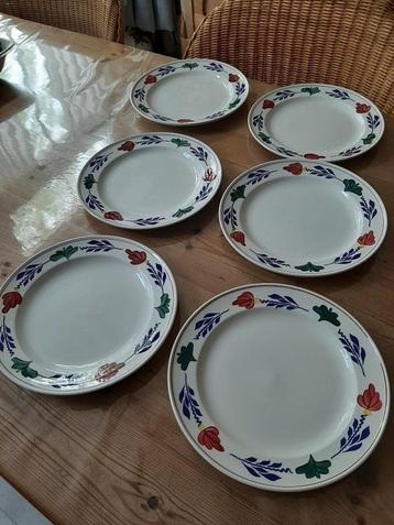 BOERENBONT BOCH - 6 DINER BORDEN - DIA 24 CM  beschikbaar voor biedingen