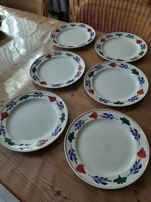 BOERENBONT BOCH - 6 DINER BORDEN - DIA 24 CM, Huis en Inrichting, Keuken | Servies, Zo goed als nieuw, Bord(en), Boerenbont, Aardewerk