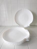 Witte Sint Jacobs Schelp Borden - 28cm set van 4, Ophalen of Verzenden, Bord(en), Effen, Glas