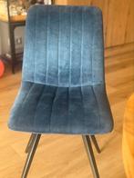 4x velvet blauwe eetkamerstoelen, Huis en Inrichting, Stoelen, Ophalen of Verzenden, Gebruikt, Blauw, Vier
