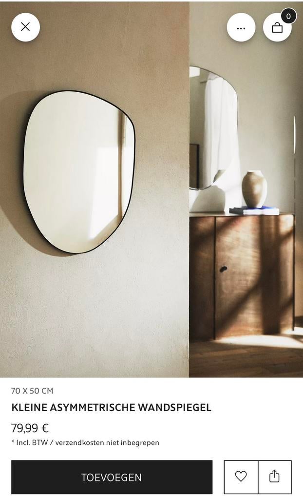Zara wandspiegel, Huis en Inrichting, Woonaccessoires | Spiegels, Ophalen, Minder dan 50 cm, Zo goed als nieuw, Minder dan 100 cm