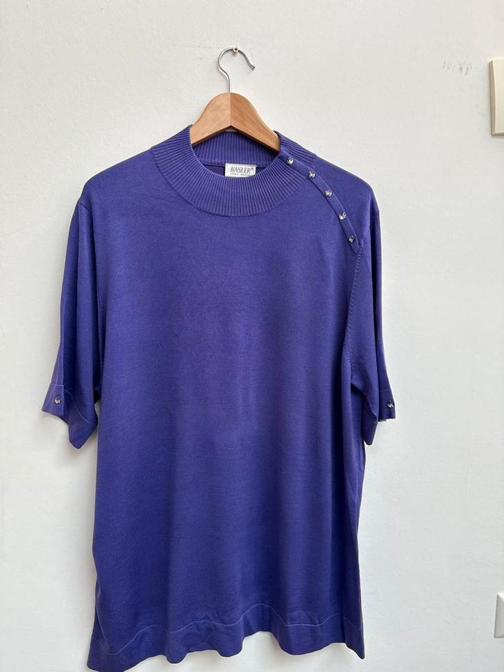 Basler paarse T-shirt trui –steentjes detail– dames 48 (XL), Kleding | Dames, T-shirts, Zo goed als nieuw, Maat 46/48 (XL) of groter