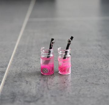 Glaasjes sap + fruit barbie blythe miniatuur nieuw 1:6 Roze beschikbaar voor biedingen