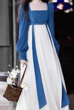 Elegante blauw-witte jurk, Ophalen, Blauw, Zo goed als nieuw, Maat 36 (S)
