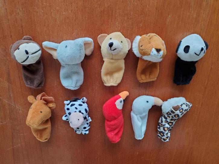 Vingerpoppetjes dieren – 10 stuks - Stof - Nette staat, Kinderen en Baby's, Speelgoed | Knuffels en Pluche, Zo goed als nieuw