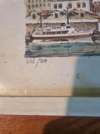 Aquarel op lithografie JL Volders 246/300 Paramaribo, Antiek en Kunst, Ophalen