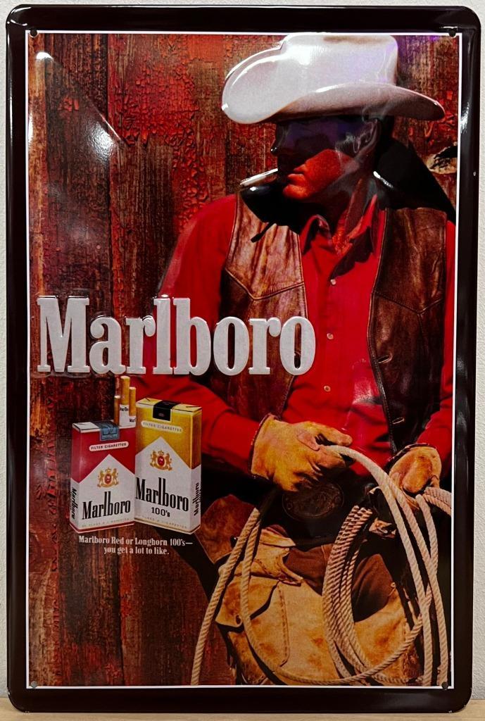 Marlboro sigaretten cowboy relief reclamebord van metaal, Verzamelen, Merken en Reclamevoorwerpen, Nieuw, Reclamebord, Verzenden