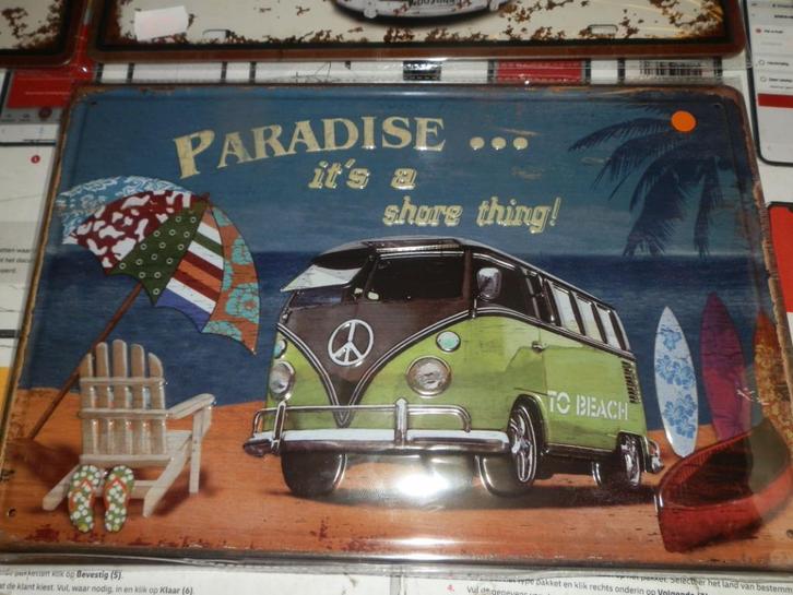 Blikken reclame bord volkswagen T1 bus, Verzamelen, Automerken, Motoren en Formule 1, Nieuw, Auto's, Ophalen of Verzenden