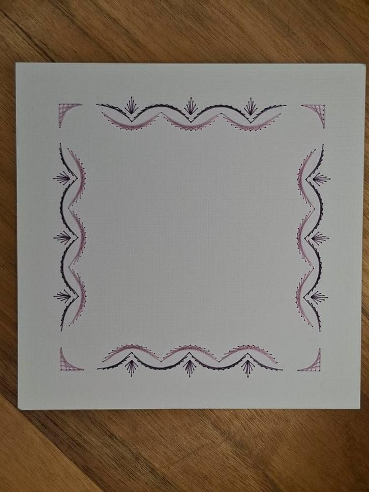 Geborduurde opleg kaart basiskaart wit, Hobby en Vrije tijd, Kaarten | Zelf maken, Zo goed als nieuw, Blanco kaart of Basiskaart