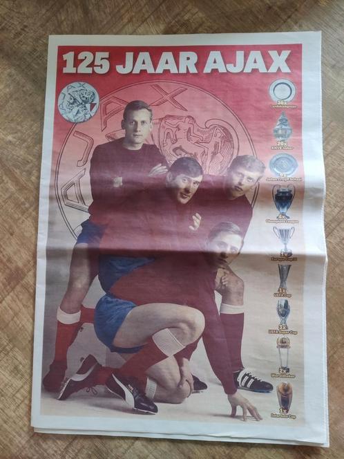 Ajax 125 Jaar. Extra Bijlage Krant - 16 Pagina's, Verzamelen, Tijdschriften, Kranten en Knipsels, Krant, Nederland, 1980 tot heden