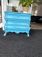 Brocante buikkastje blauw, Huis en Inrichting, Kasten | Ladekasten, Ophalen, Gebruikt, 1 of 2 laden, 50 tot 100 cm