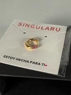 Singularu 18 kt gold‑plated hoop earring – pink zirconia, Ophalen, Nieuw, Goud, Goud