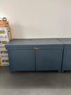 Stevige Blauwe Kast / Dressoir – & Ruim!, Ophalen, 100 tot 150 cm, Eikenhout, 25 tot 50 cm