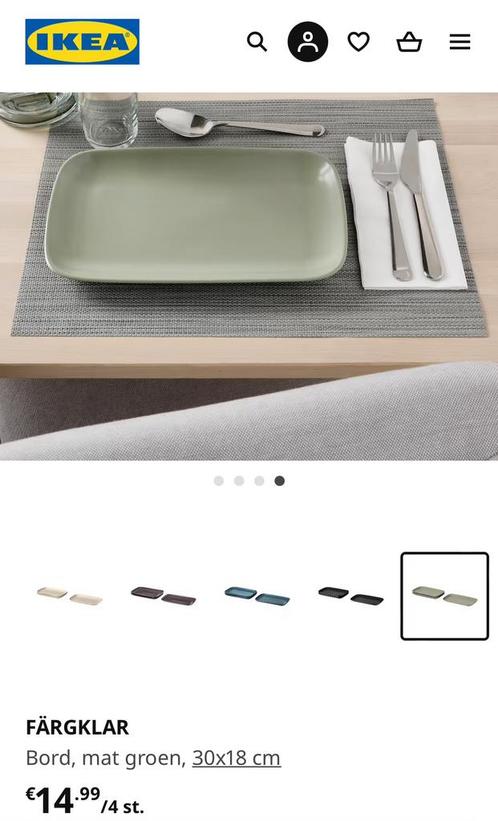 7x mat groen Färgklar bord IKEA servies, Huis en Inrichting, Woonaccessoires | Dienbladen, Zo goed als nieuw, Overige materialen