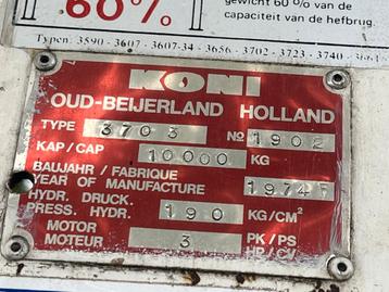 KONI vrachtwagen hefbrug 10 ton  beschikbaar voor biedingen