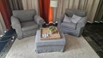 2x Fauteuil met voetenbank (poef) - IKEA EKTORP, Huis en Inrichting, Fauteuils, Ophalen, 75 tot 100 cm, 50 tot 75 cm