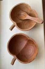 Houten pindabakjes met lepel - set van 2, Ophalen of Verzenden