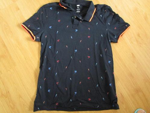 WE - blauwe polo met vrolijke vogelprint - maat L, Kleding | Heren, Polo's, Zo goed als nieuw, Maat 52/54 (L), Blauw, Ophalen of Verzenden