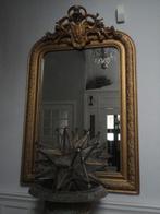 antieke FRANSE KUIF SPIEGEL uit chateau, matgoud, Antiek en Kunst, Antiek | Spiegels, Ophalen, Rechthoekig, 50 tot 100 cm, 100 tot 150 cm
