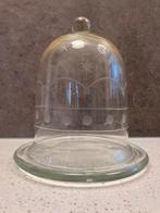 Gegraveerde stolp glas met plateau, Huis en Inrichting, Woonaccessoires | Stolpen, Ophalen of Verzenden, Zo goed als nieuw