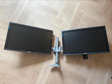 2 AOC monitors incl. bureausteun beschikbaar voor biedingen