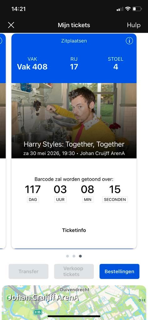 3x zitplaatsen naast elkaar, Harry Styles zaterdag 30 Mei, Tickets en Kaartjes, Kortingen en Cadeaubonnen, Drie personen of meer