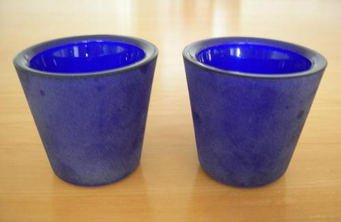 Theelicht / Theelichthouder Blauw (2x). Afmeting Ø 7x6,5 cm., Huis en Inrichting, Woonaccessoires | Kandelaars en Kaarsen, Zo goed als nieuw