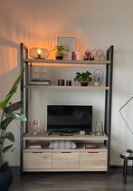 TV-kast eikenhout en staal, Huis en Inrichting, Ophalen, 100 tot 150 cm, Zo goed als nieuw, Metaal