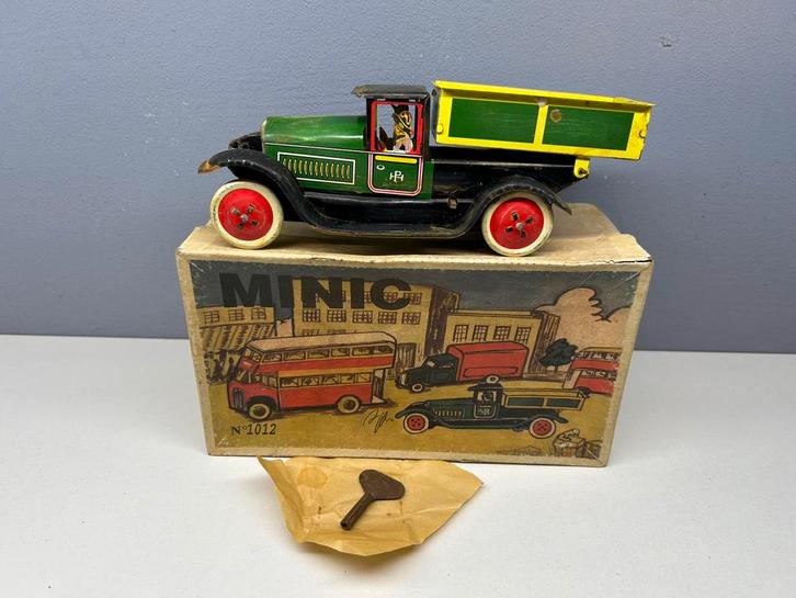 Blikken vrachtauto kiepwagen MINIC 1013 opwin mechanisme, Antiek en Kunst, Antiek | Speelgoed, Ophalen of Verzenden