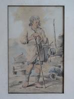 aquarel van een marskramer met wandelstok, ongesign 1825, Verzenden