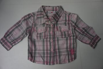 Prénatal blouse ruit roze grijs bloesje lange mouwen maat 62 beschikbaar voor biedingen
