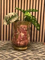 Decoupage Vaas of windlicht Uniek & Handgemaakt, Huis en Inrichting, Overige kleuren, Ophalen of Verzenden, Minder dan 50 cm, Glas