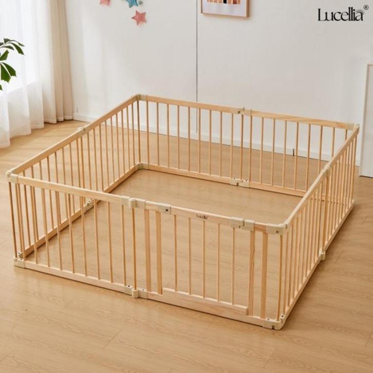 Lucellia Inklapbare Houten Grondbox – 172x172x61CM Beige, Kinderen en Baby's, Boxen, Nieuw, Vierkant, Ophalen of Verzenden