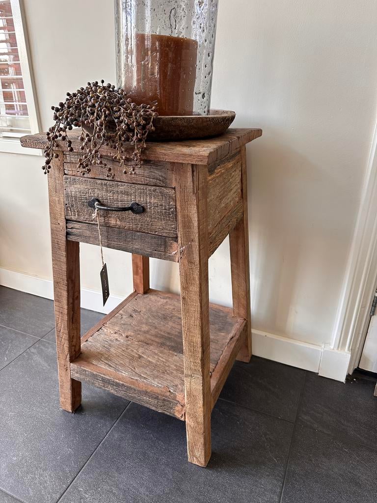 Houten nachtkastje / kastje met Lade, Huis en Inrichting, Slaapkamer | Nachtkastjes, Ophalen, Minder dan 45 cm, ., Nieuw